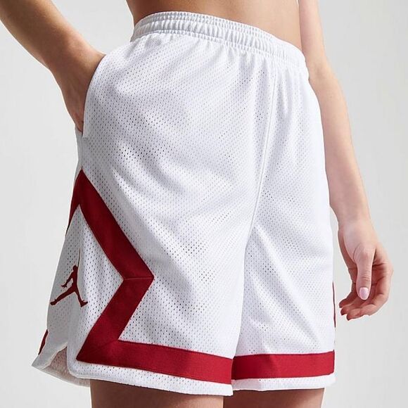 Jordan Heritage Diamond Basketball Shorts White Red DO5032-100 Women's Large L - Picture 7 of 15